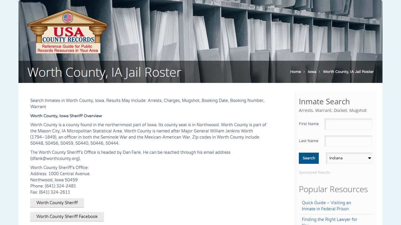 Worth County, IA Jail Roster | Name Search